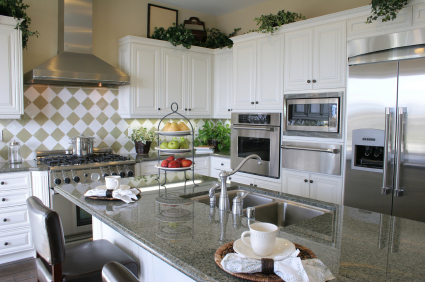 A home kitchen with stainless steel appliances