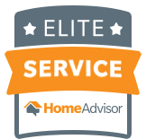 Badge from HomeAdvisor reading: Elite service